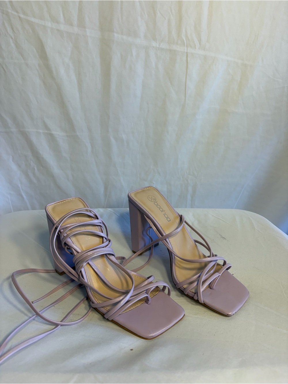 Boohoo Lavender Strappy Block Heel Sandals